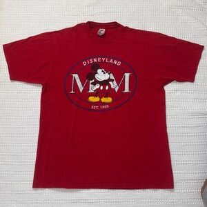 Vintage Disney Designs Mickey Mouse Disneyland Red Graphic Tee Made in USA XL